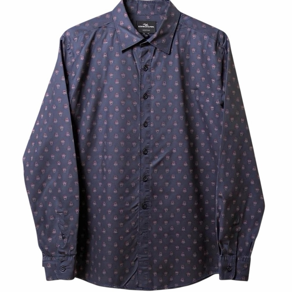 Rodd & Gunn Frankleigh Park Men XL Navy Red Floral Cotton Shirt